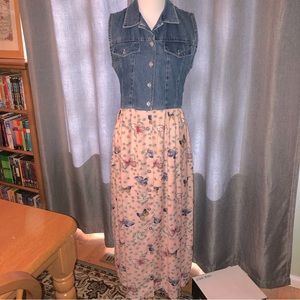 white christmas dresses Medium Wash Denim Floral Pattern Short Dress main image 0